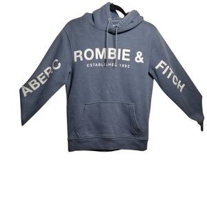 Vtg Abercrombie & Fitch Gray Y2K 90s Graphic Hoodie Sz XS